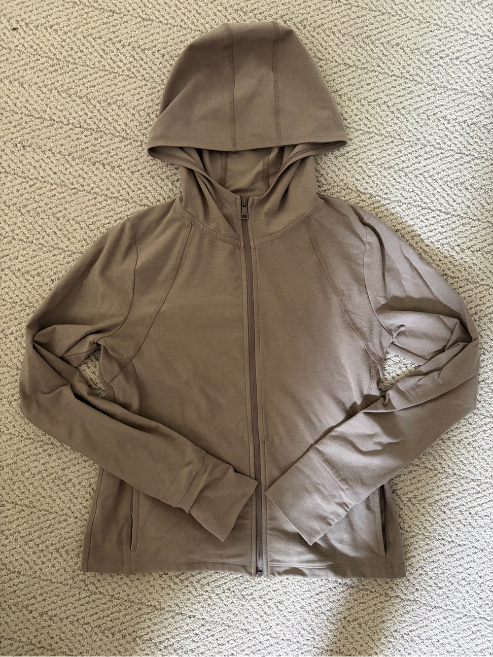 Beyond Yoga Taupe Full-Zip Lightweight Hoodie Jacket